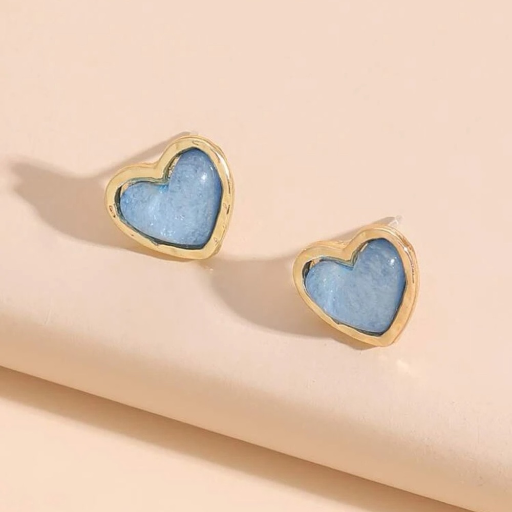 💙 Awesome Jeweled Pastel Blue Metallic Stud Earrings 💙